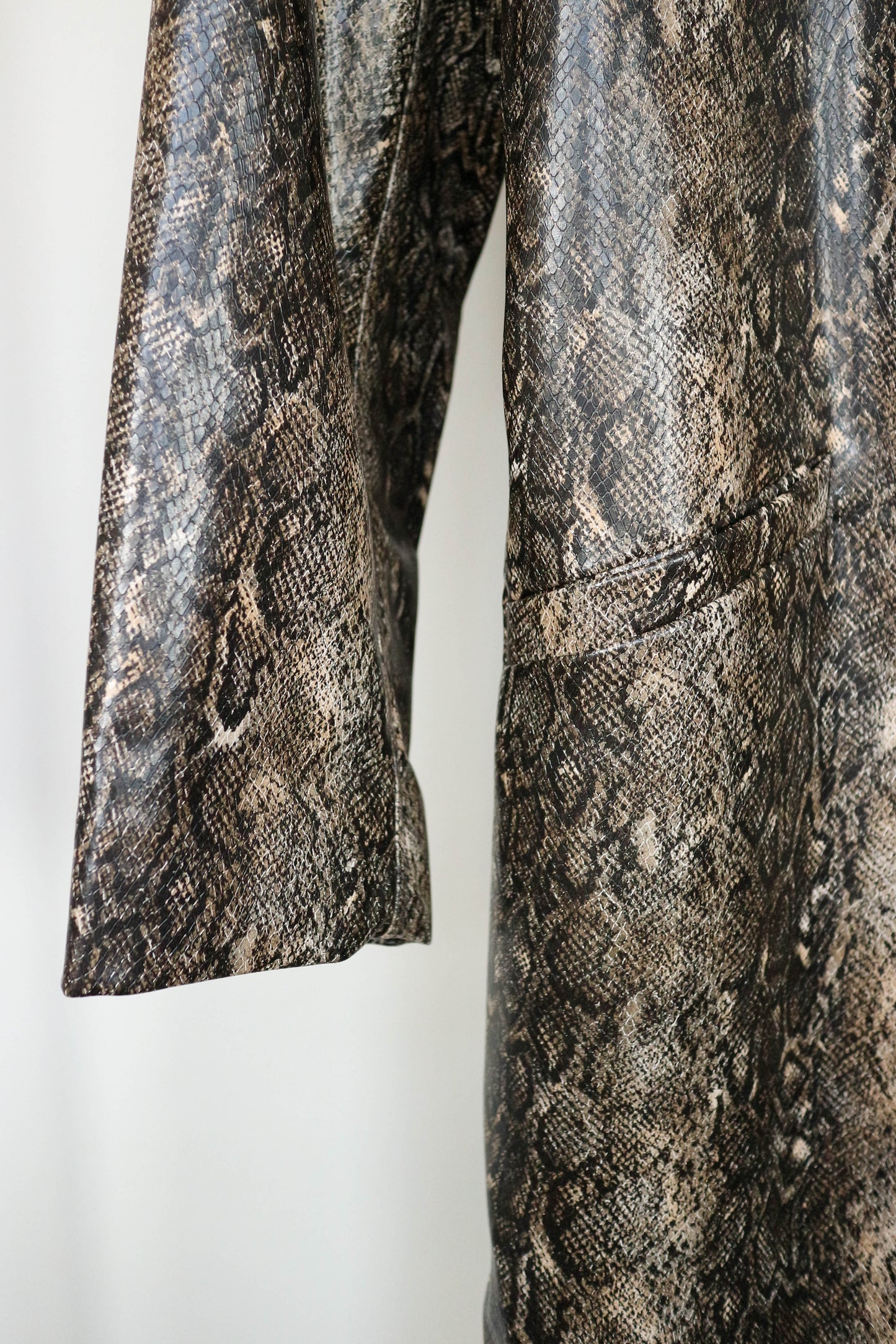 GANNI Snake Print Coat Brown