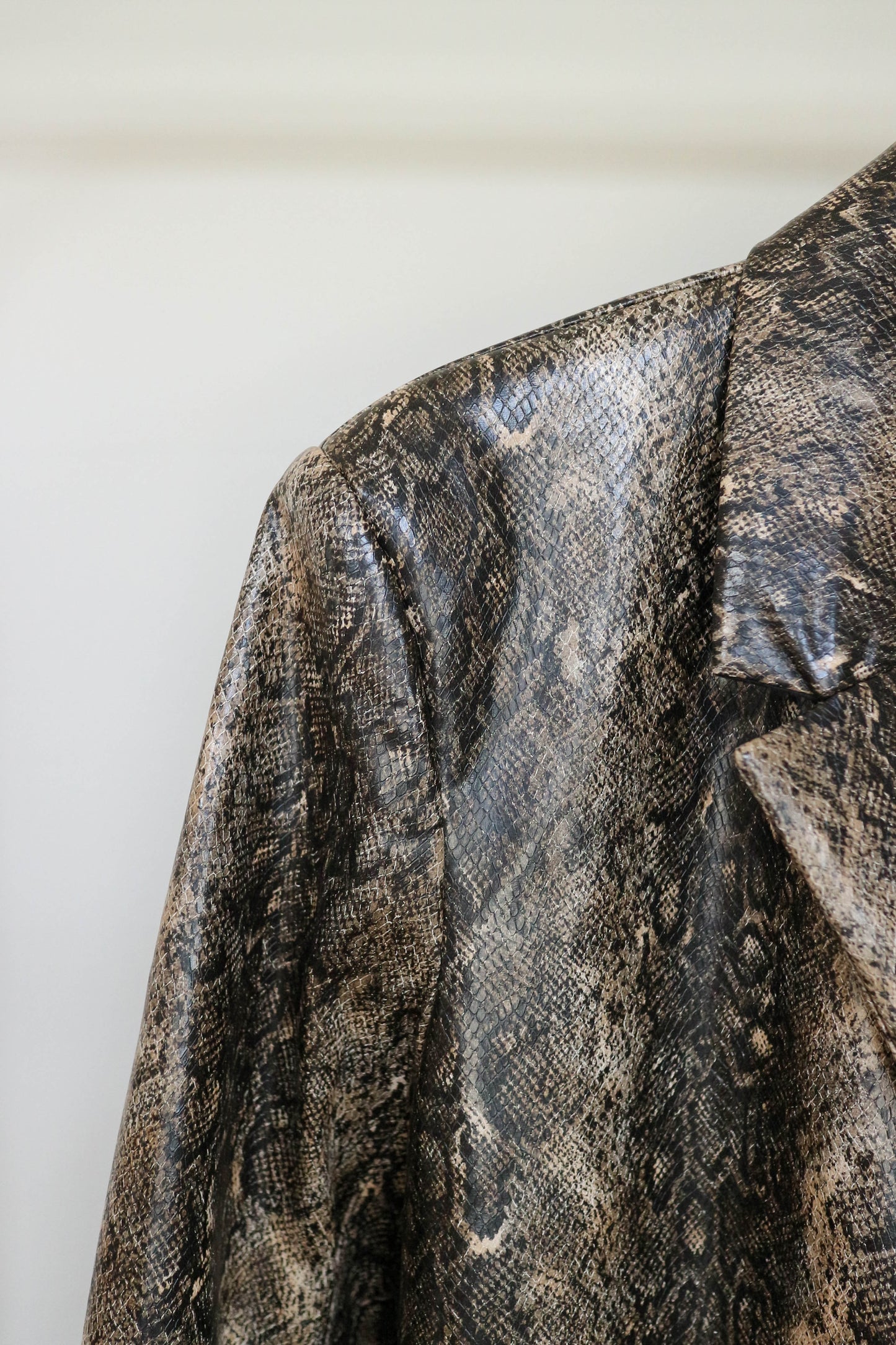 GANNI Snake Print Coat Brown