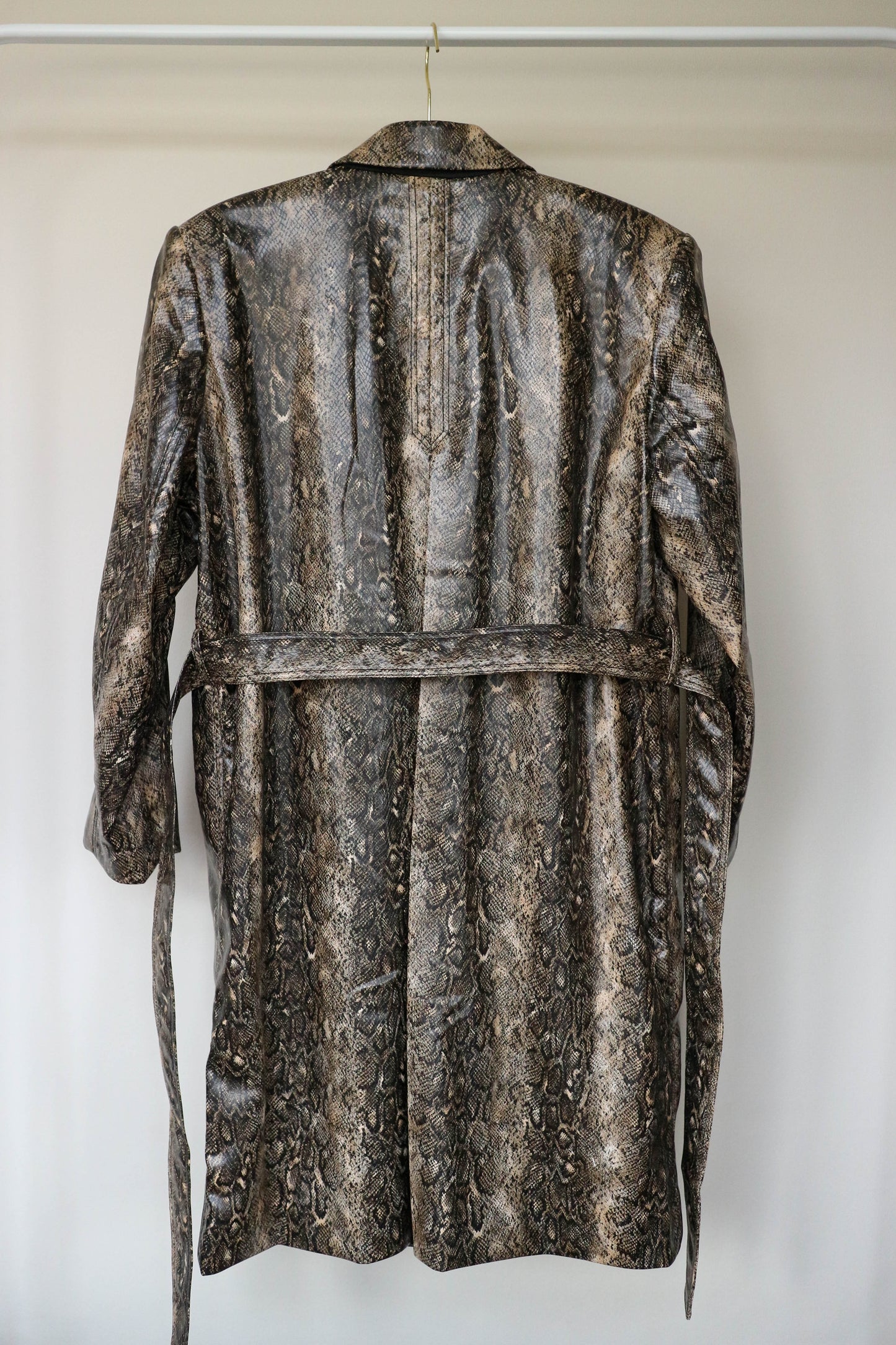 GANNI Snake Print Coat Brown