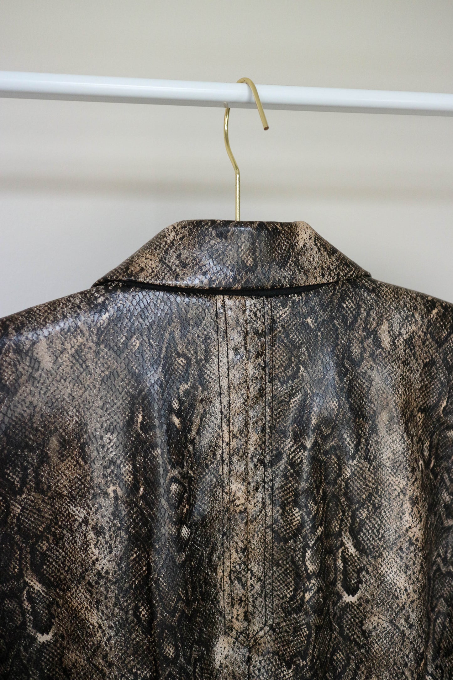 GANNI Snake Print Coat Brown