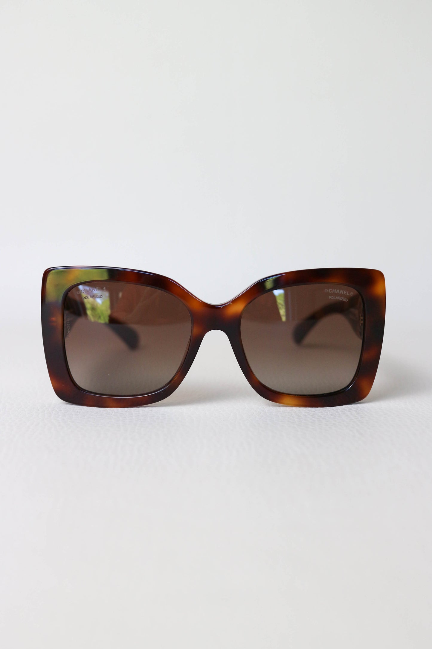 CHANEL Square Polarized Sunglasses Tortoise