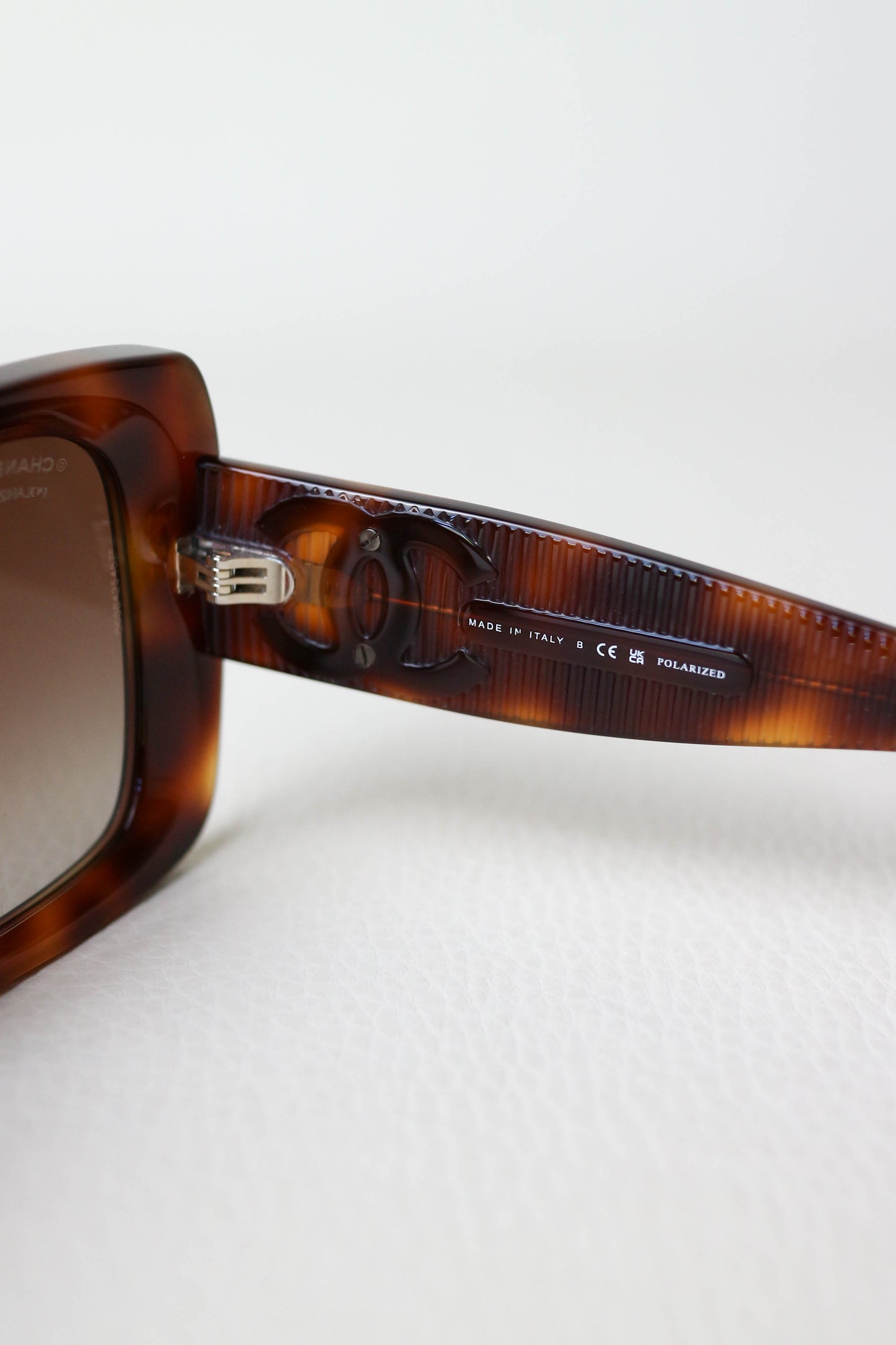 CHANEL Square Polarized Sunglasses Tortoise