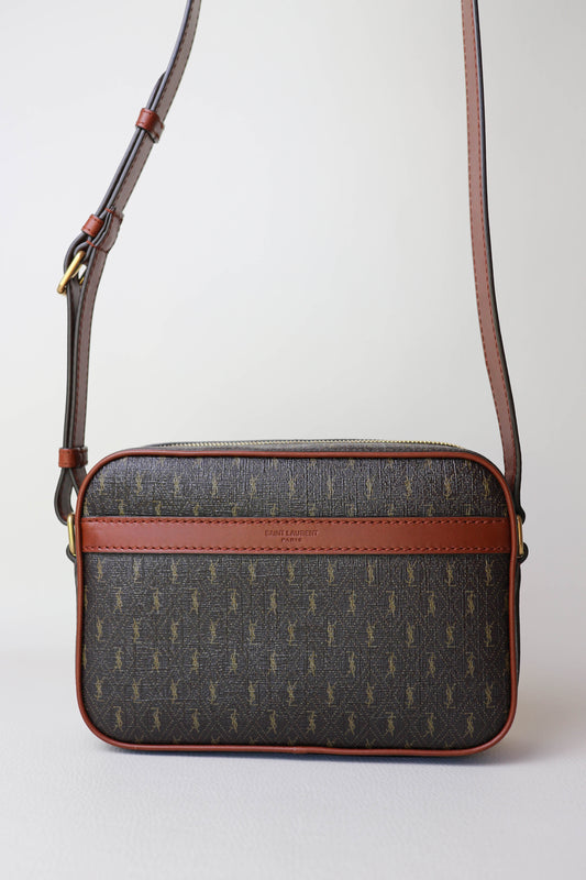 Saint Laurent Logo Crossbody Bag Brown
