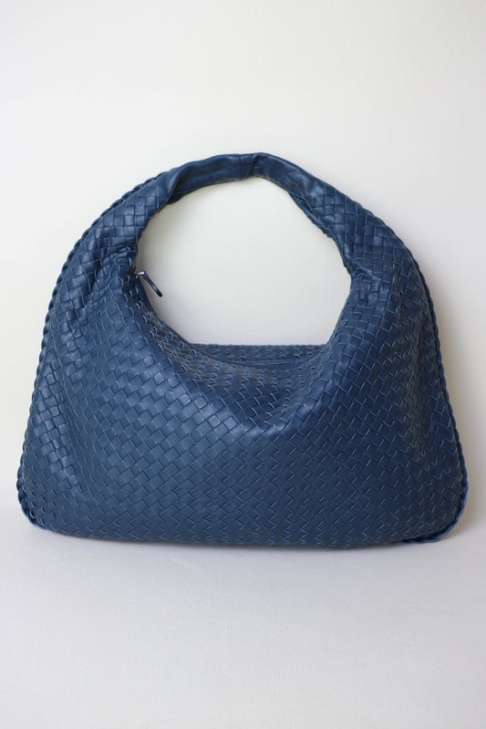 Bottega Veneta Vintage Intrecciato Hobo Bag Navy