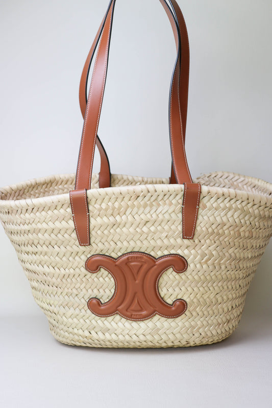 CELINE Triomphe Raffia Tote Bag