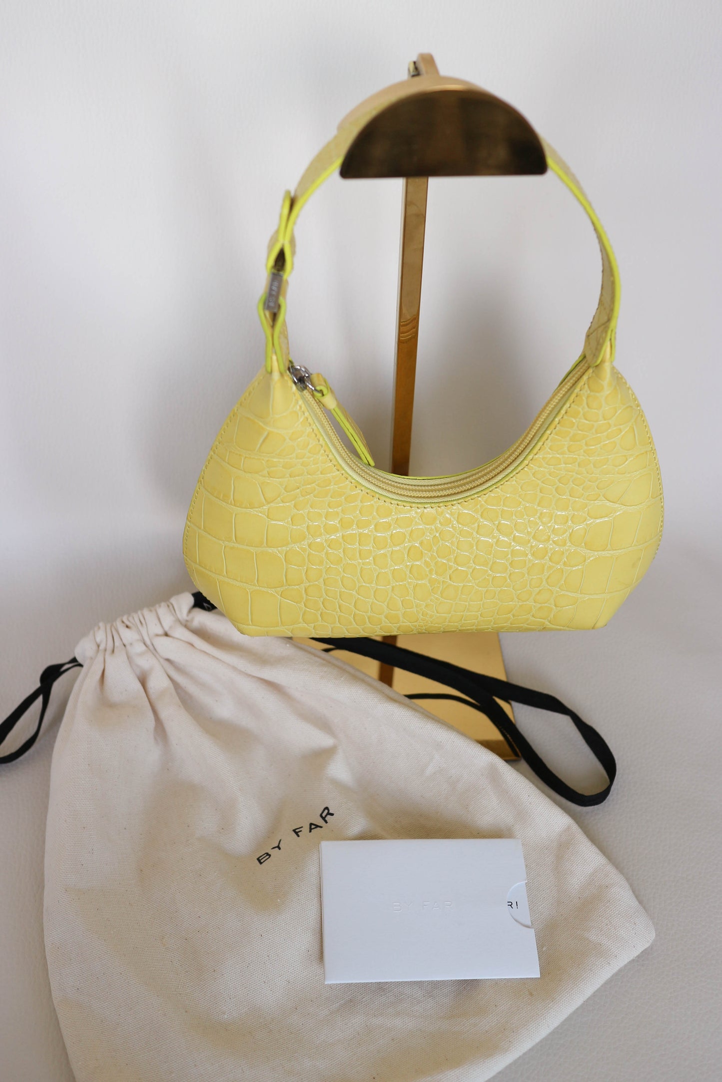 By Far Mini Amber Croco Bag Yellow