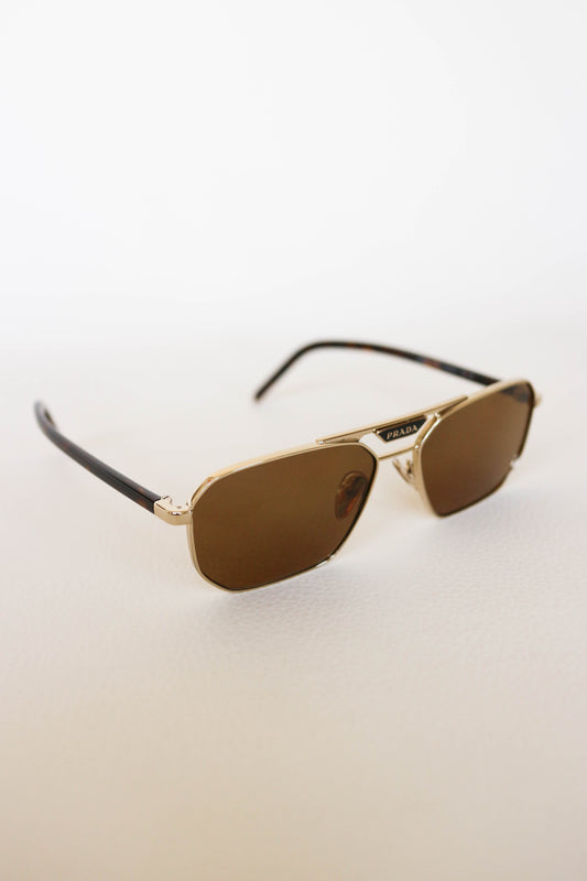 Prada Aviator Metal Sunglasses Gold