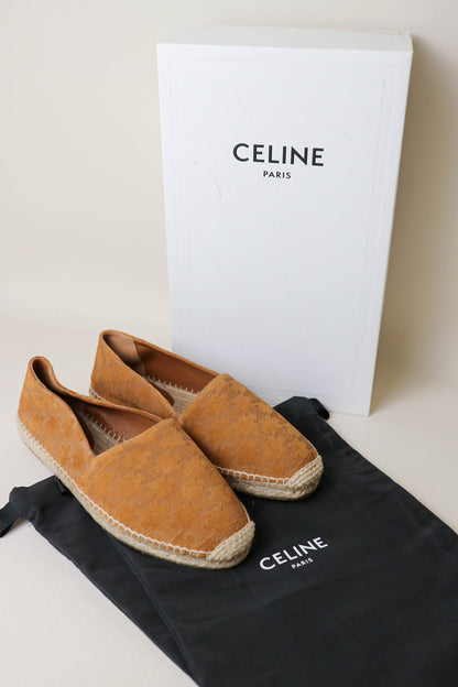 CELINE Triomphe Espadrilles Suede Brown