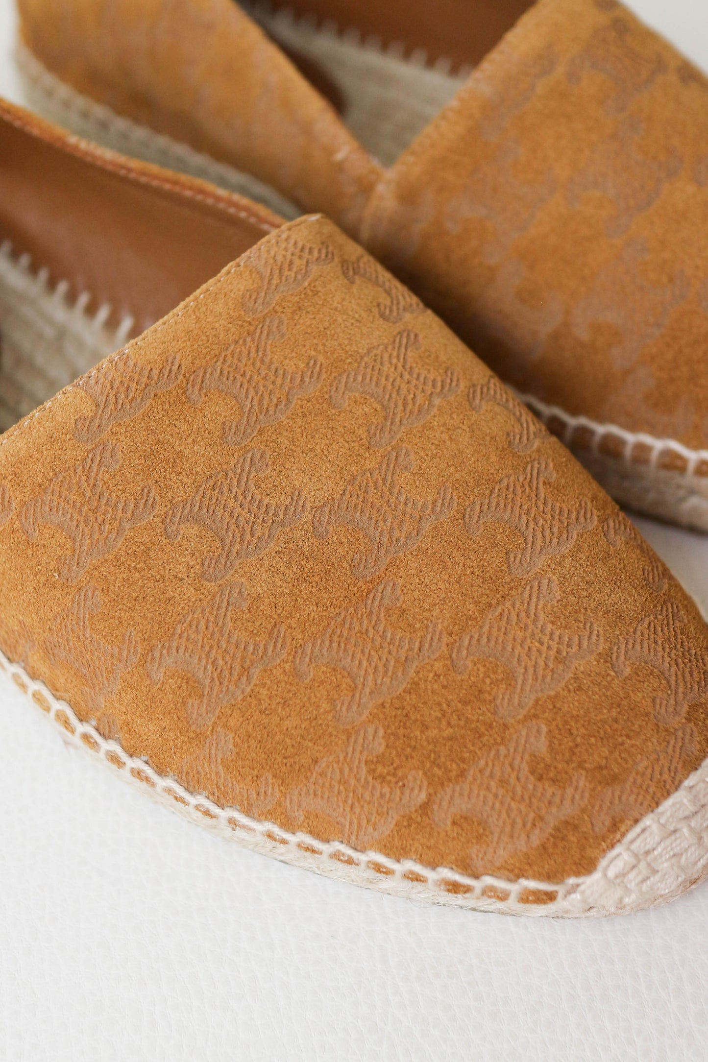 CELINE Triomphe Espadrilles Suede Brown