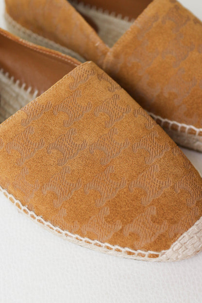 CELINE Triomphe Espadrilles Suede Brown