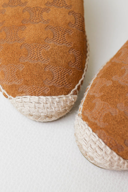 CELINE Triomphe Espadrilles Suede Brown