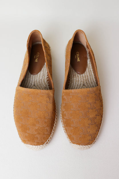 CELINE Triomphe Espadrilles Suede Brown