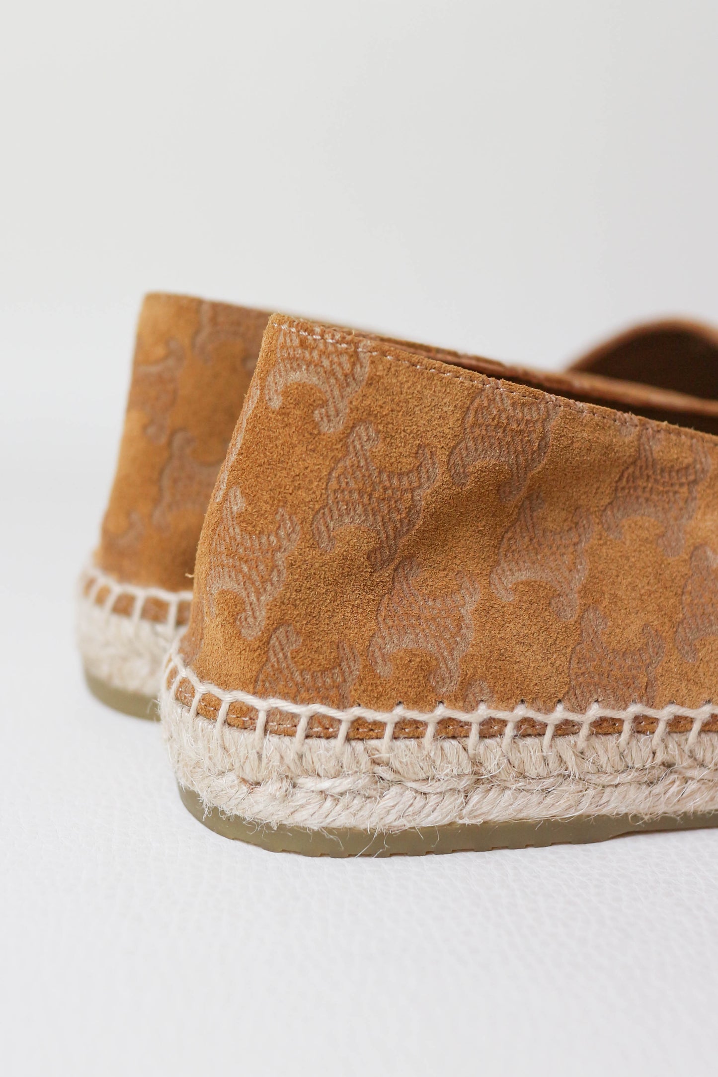 CELINE Triomphe Espadrilles Suede Brown