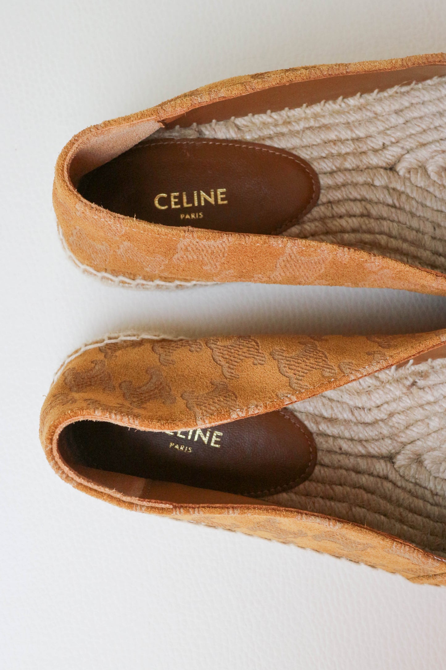 CELINE Triomphe Espadrilles Suede Brown