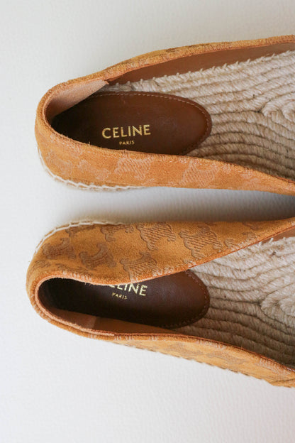 CELINE Triomphe Espadrilles Suede Brown