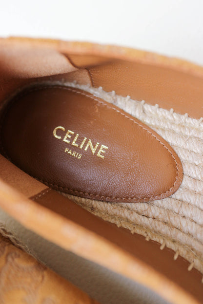 CELINE Triomphe Espadrilles Suede Brown