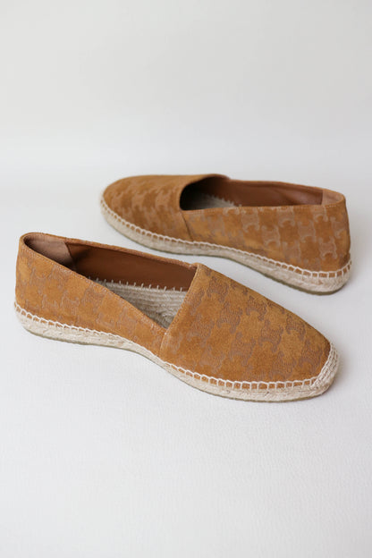 CELINE Triomphe Espadrilles Suede Brown