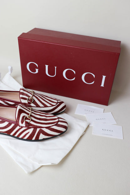 Gucci Jordaan Ponyhair Loafers Zebra