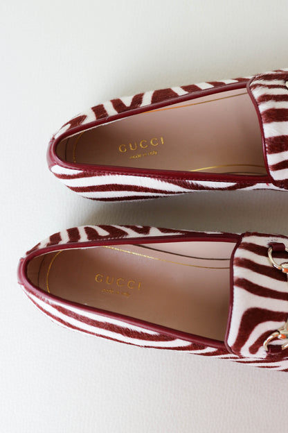 Gucci Jordaan Ponyhair Loafers Zebra