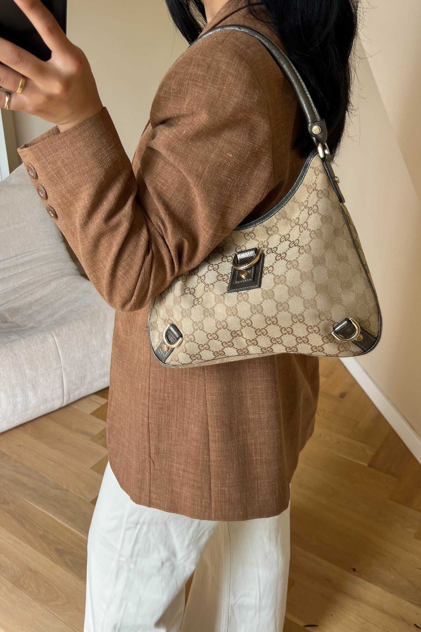Gucci Vintage Monogram Canvas Shoulder Bag