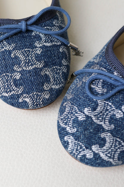 CELINE Triomphe Denim Ballerina’s