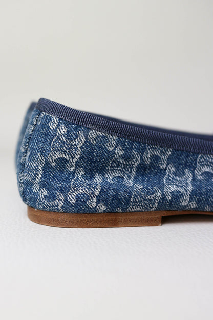 CELINE Triomphe Denim Ballerina’s