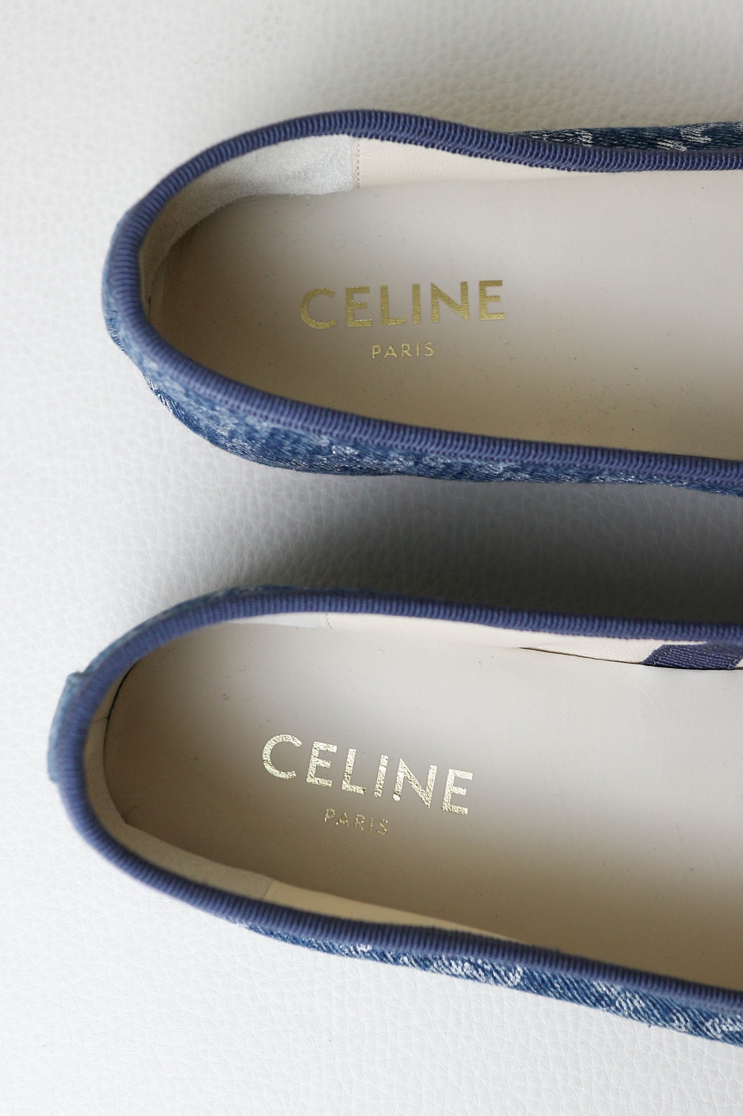 CELINE Triomphe Denim Ballerina’s