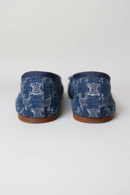 CELINE Triomphe Denim Ballerina’s