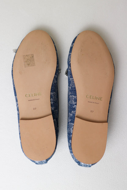 CELINE Triomphe Denim Ballerina’s