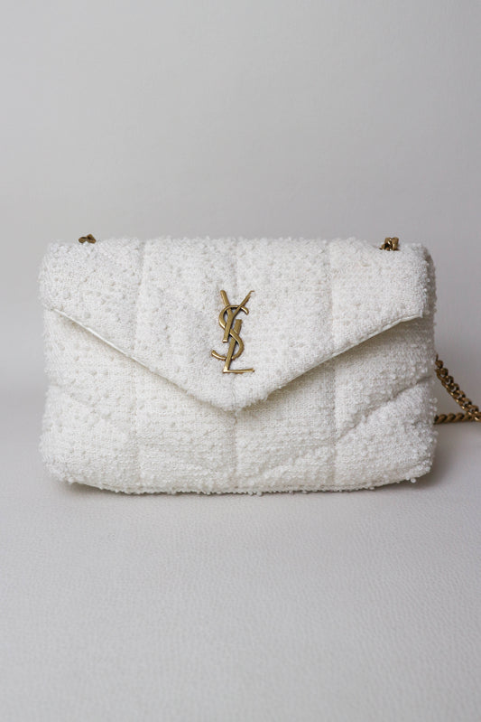 Saint Laurent Loulou Puffer Boucle Bag White
