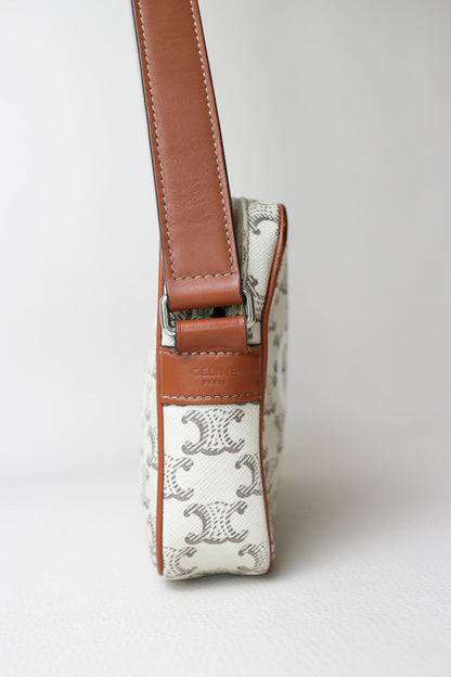 CELINE Triomphe Canvas Logo Bag White