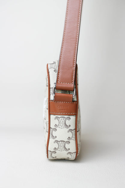 CELINE Triomphe Canvas Logo Bag White