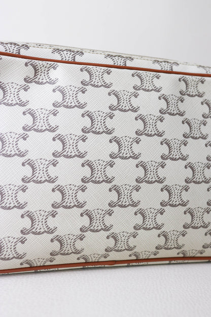 CELINE Triomphe Canvas Logo Bag White