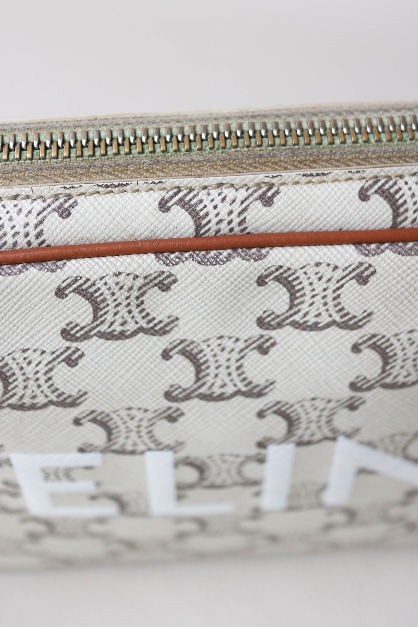 CELINE Triomphe Canvas Logo Bag White