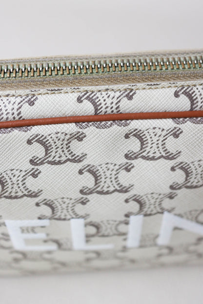 CELINE Triomphe Canvas Logo Bag White