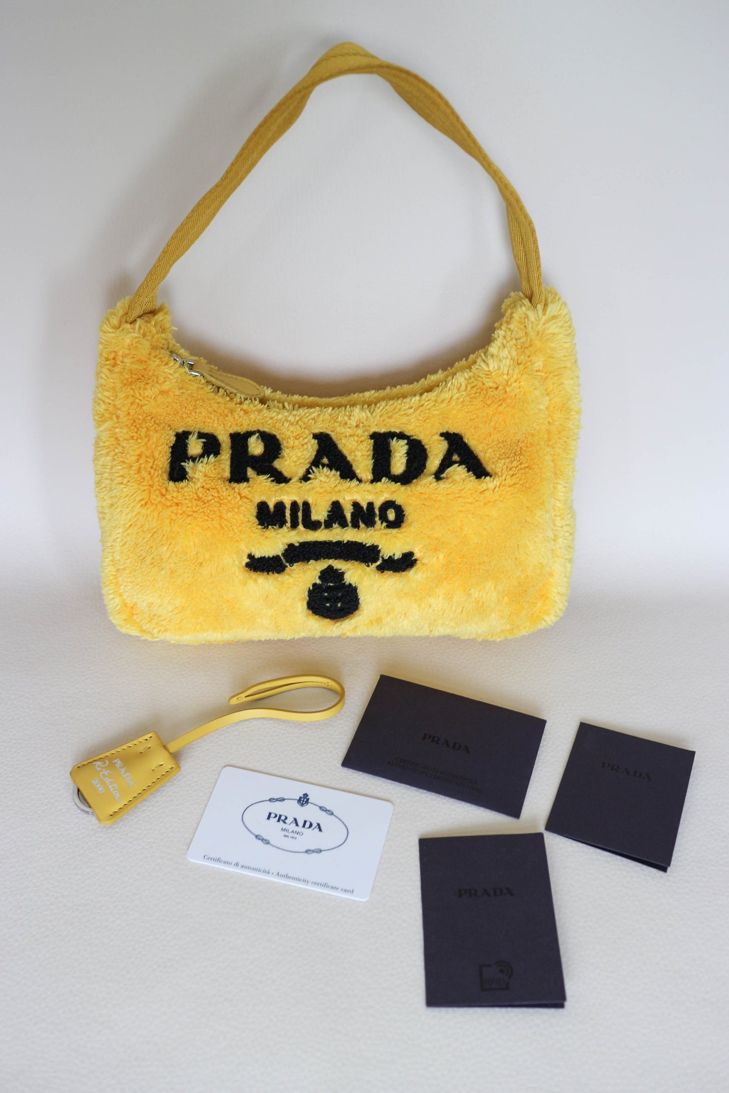 Prada Terry Cloth Top Handle Bag Yellow