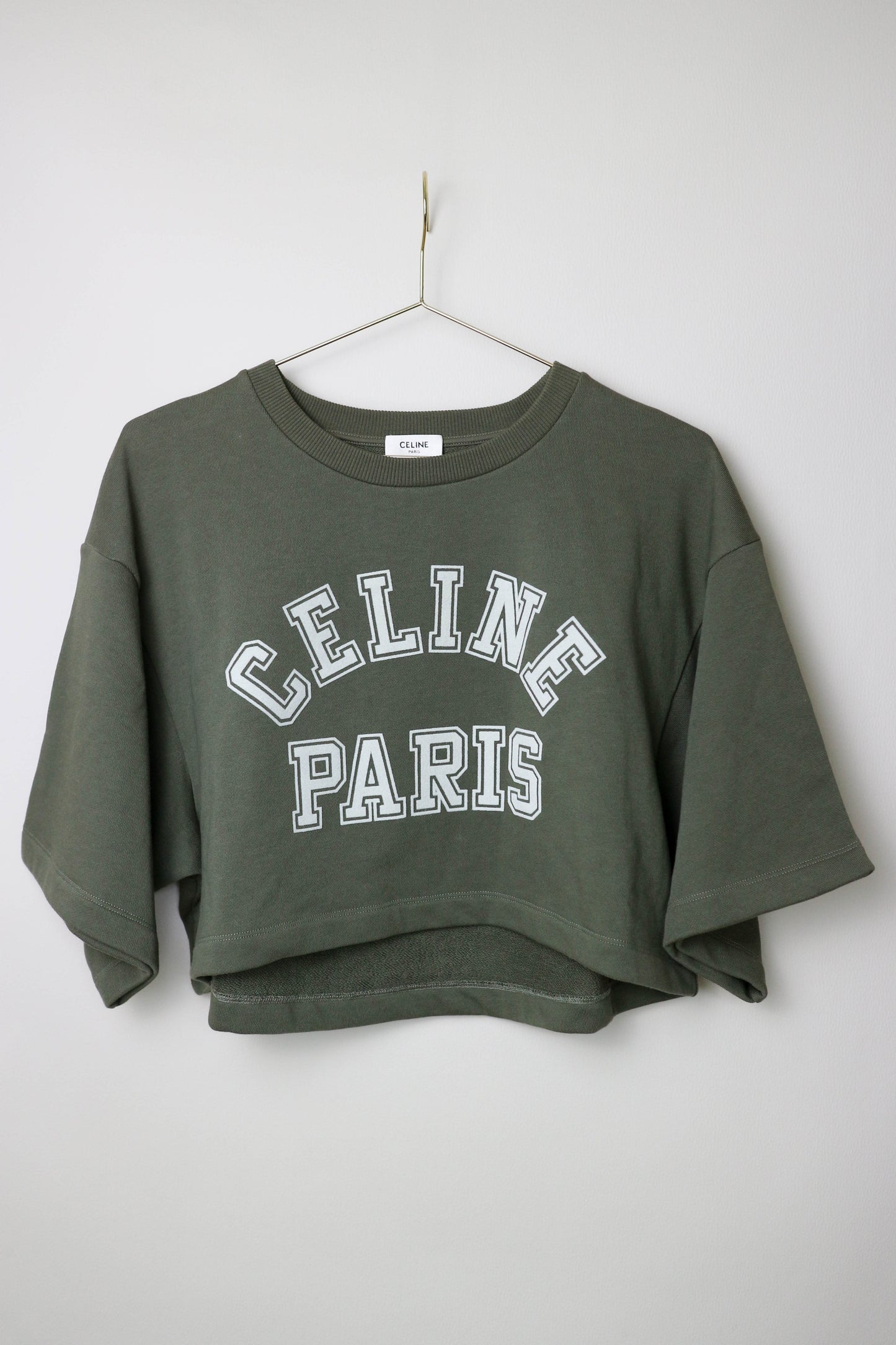 CELINE Logo Cropped Sweater Khaki