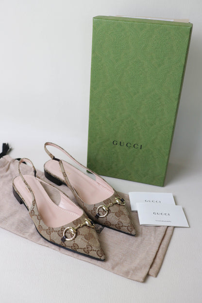 Gucci Monogram Canvas Slingback Sandals