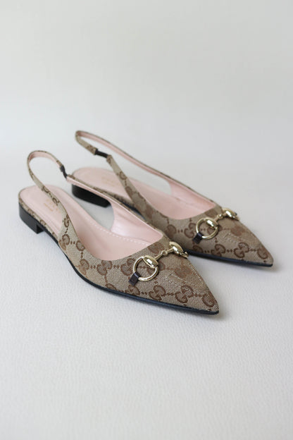 Gucci Monogram Canvas Slingback Sandals