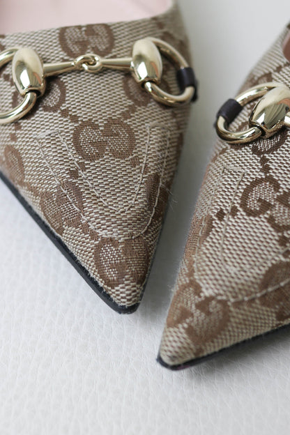 Gucci Monogram Canvas Slingback Sandals