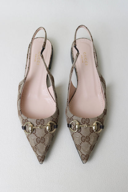 Gucci Monogram Canvas Slingback Sandals