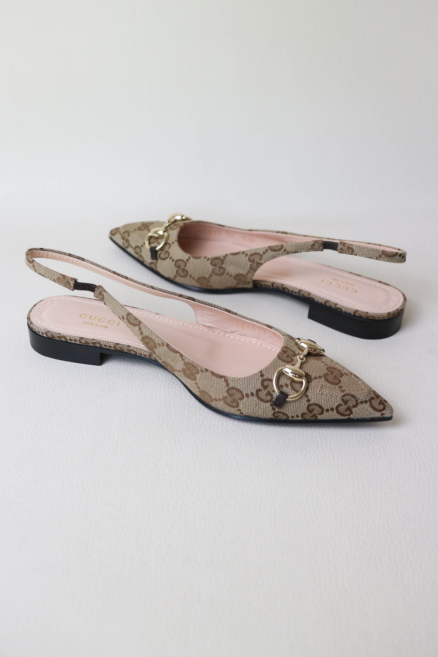 Gucci Monogram Canvas Slingback Sandals