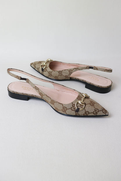 Gucci Monogram Canvas Slingback Sandals