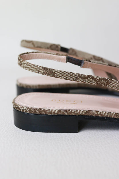 Gucci Monogram Canvas Slingback Sandals