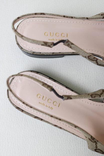 Gucci Monogram Canvas Slingback Sandals