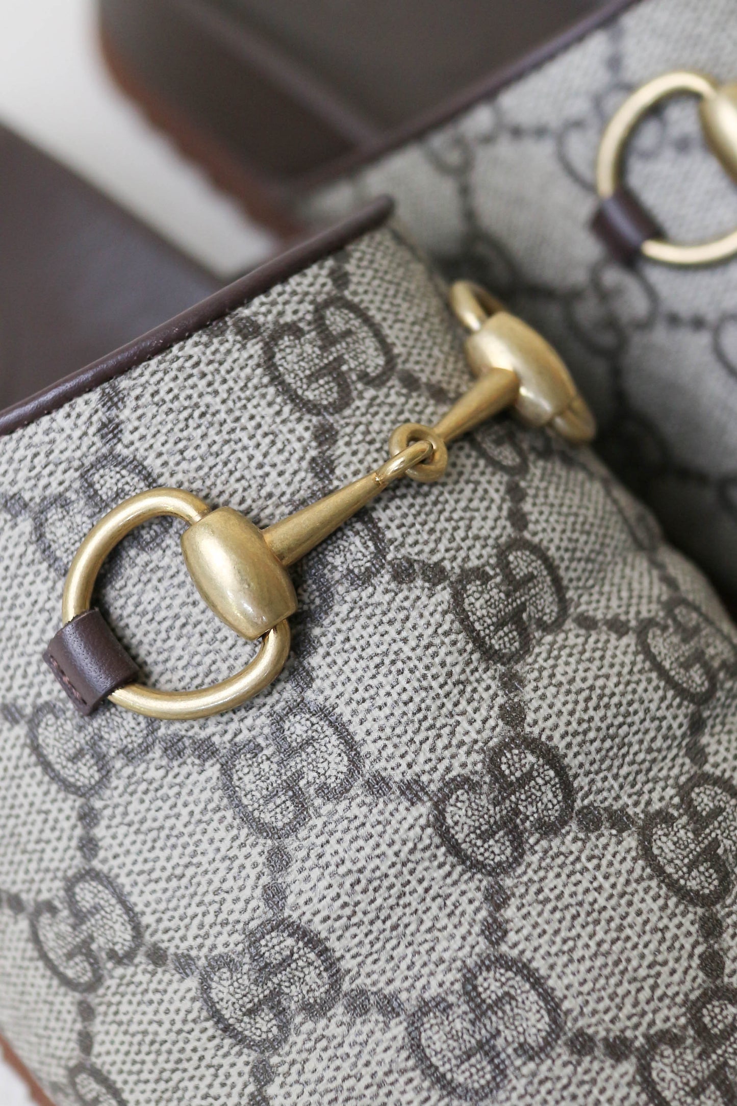 Gucci Horsebit Monogram Canvas Mules Beige