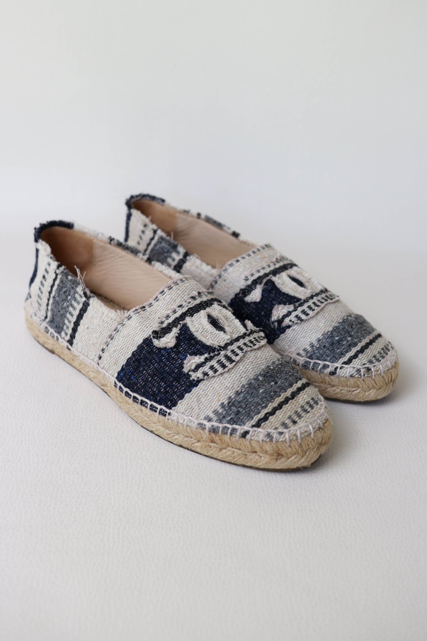 CHANEL Logo Canvas Espadrilles Blue