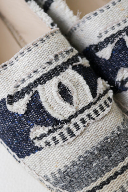 CHANEL Logo Canvas Espadrilles Blue