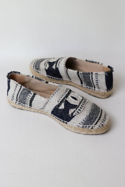 CHANEL Logo Canvas Espadrilles Blue