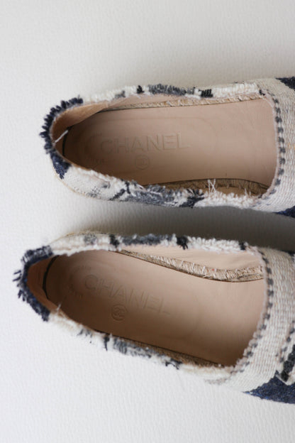 CHANEL Logo Canvas Espadrilles Blue